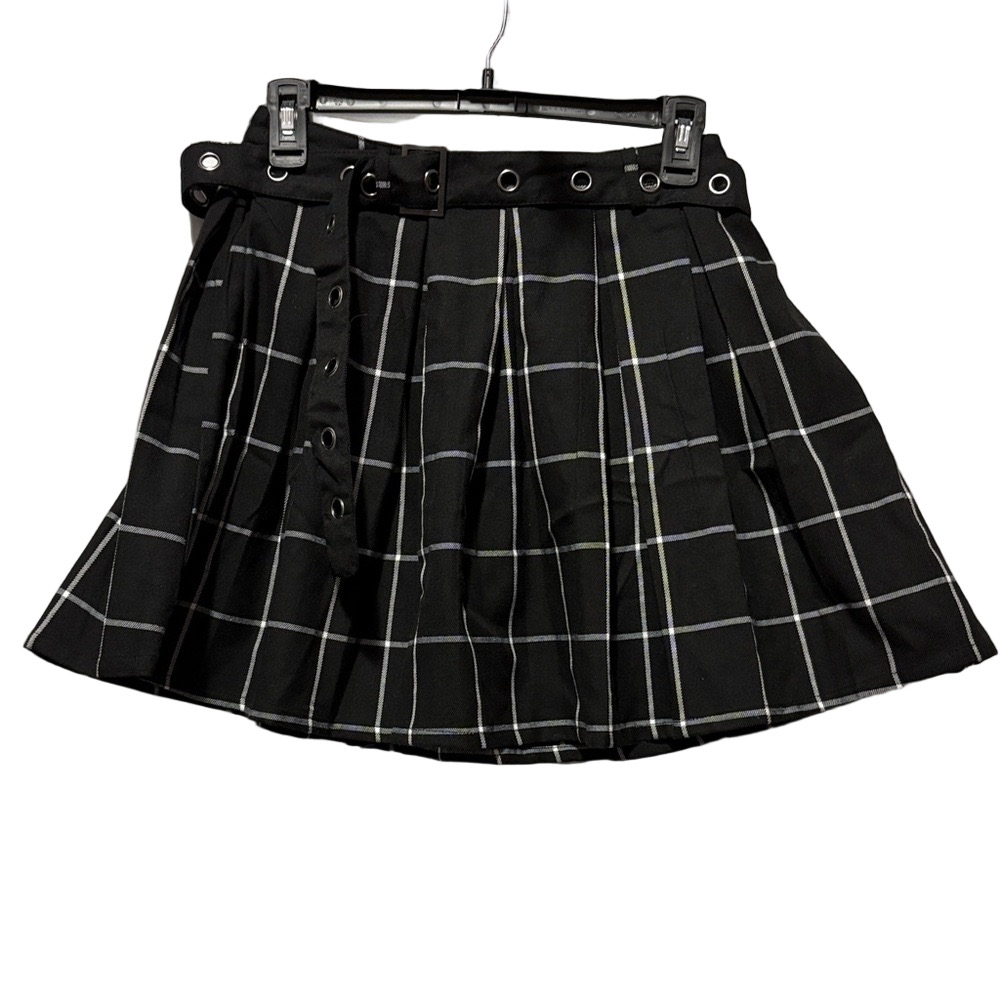 Hot Topic Black and White Plaid Mini Skirt
